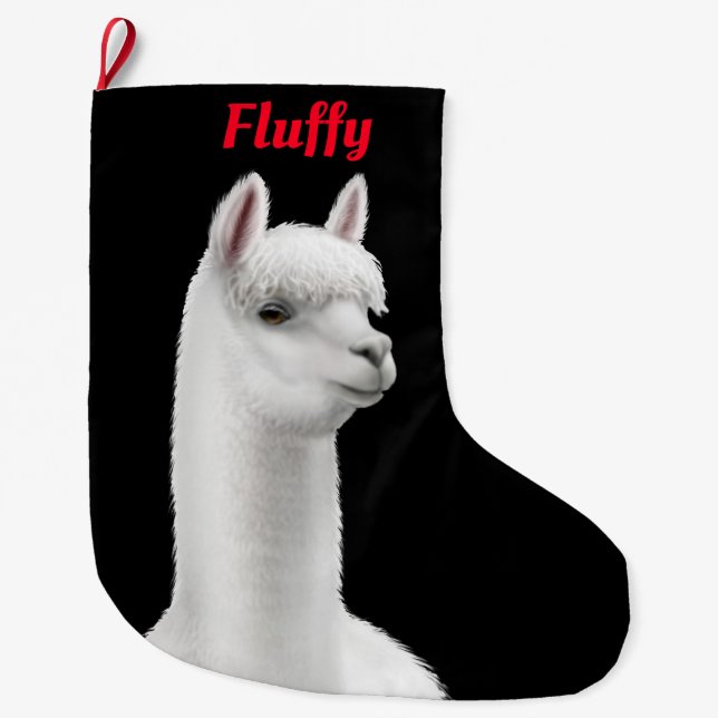 Christmas White Alpaca Customisable Stocking (Front)