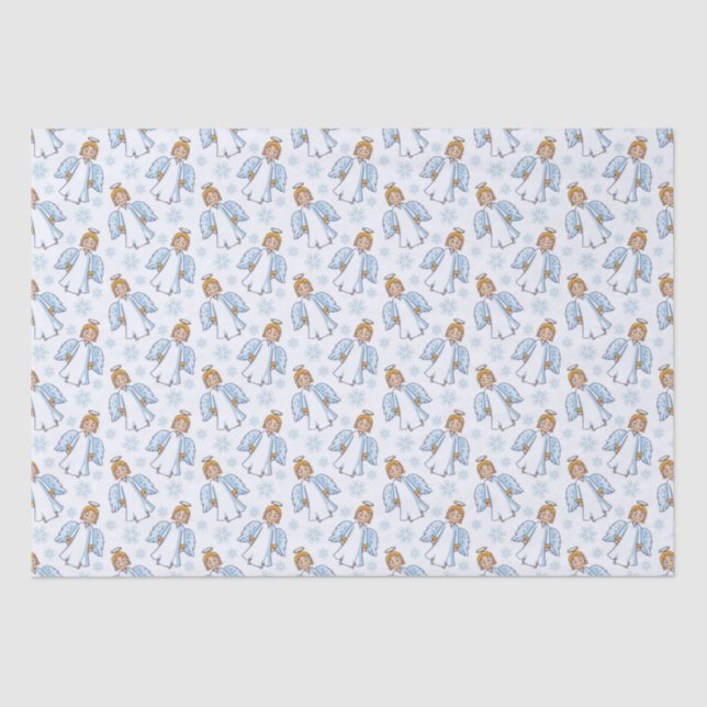 Christmas White and Blue Angel   Tissue Paper (Front)