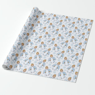 Christmas White and Blue Angel Wrapping Paper