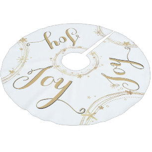 Christmas White and Gold, JOY, Brushed Polyester Tree Skirt