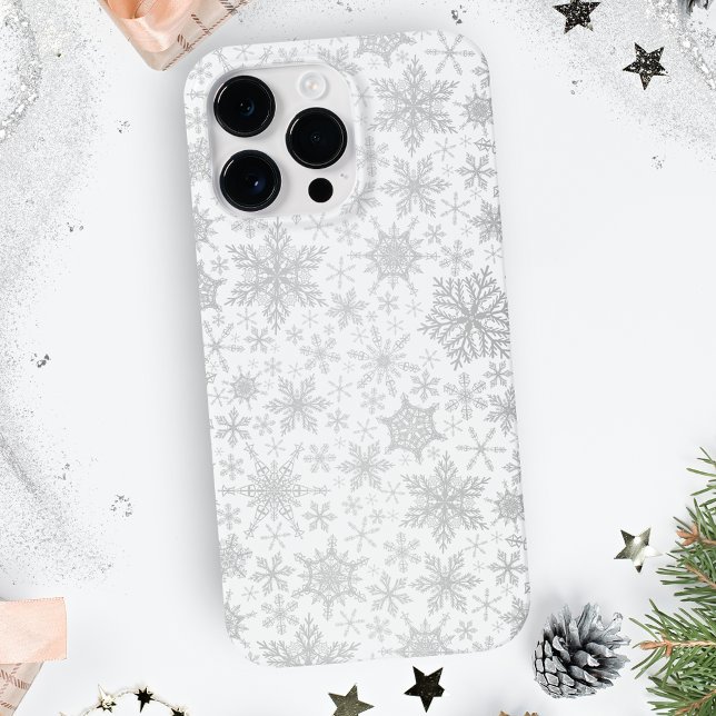 Christmas White and Silver Grey Snowflakes Case-Mate iPhone Case (Creator Uploaded)