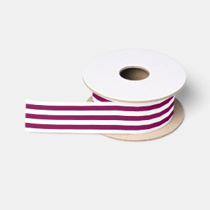 Christmas White And Wine Striped Satin Ribbon
