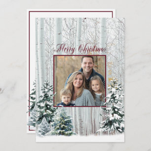 Christmas White Birch Trees Snowy Woodland Invitation