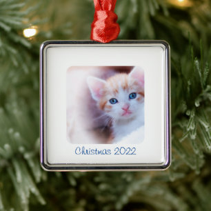 Christmas White Border Photo Metal Tree Decoration