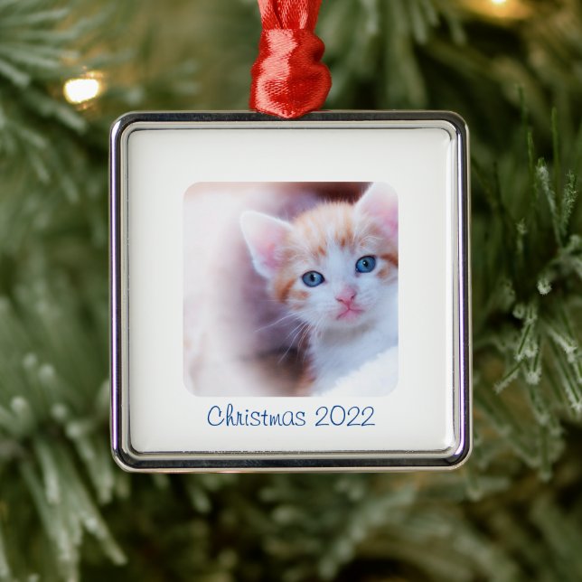 Christmas White Border Photo Metal Tree Decoration (Tree)