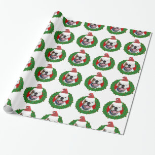Christmas white boxer dog wrapping paper