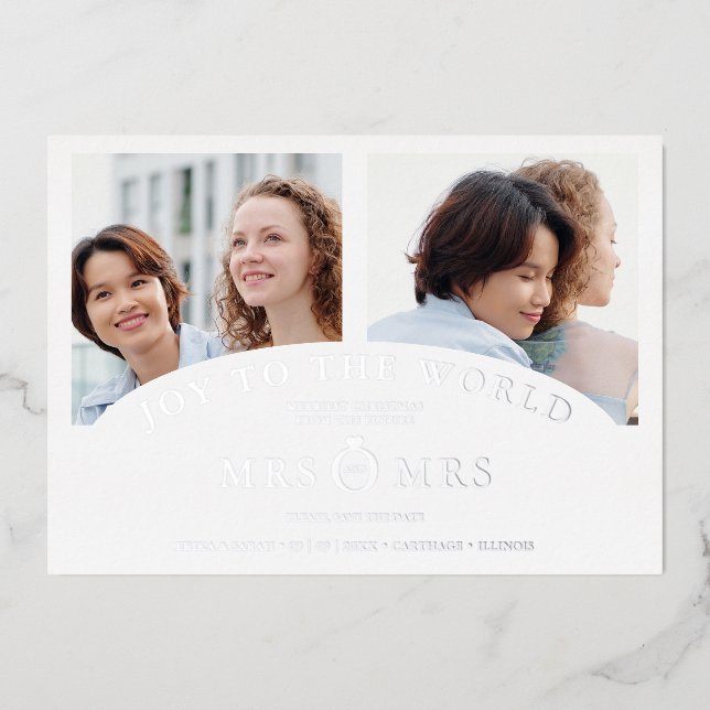 Christmas White Chic Luxury Grey 2 Photos Collage (Front)