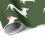 Christmas White Dachshunds & Santa Hats Wrapping Paper<br><div class="desc">Cute dachshund weenie dogs wearing Santa hats pattern wrapping paper. Great for decoupage projects!</div>