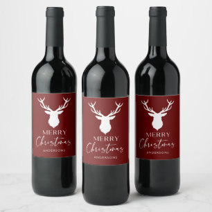 Christmas White Deer Customised Red Wine Label