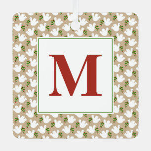 Christmas White Dove Initial Peace Love Joy Metal Tree Decoration