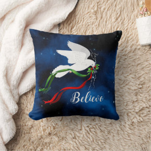 Christmas White Dove Throw Pillow