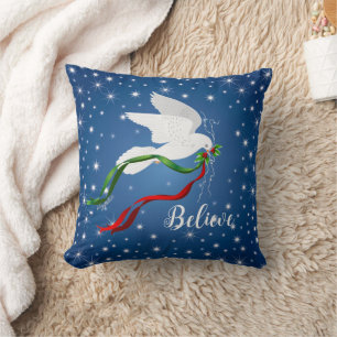 Christmas White Dove Throw Pillow