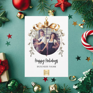 Christmas white gold business photo holiday card