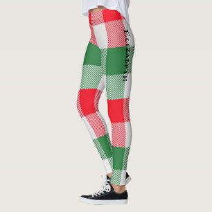Christmas White Green Red Buffalo Plaid Pattern Leggings