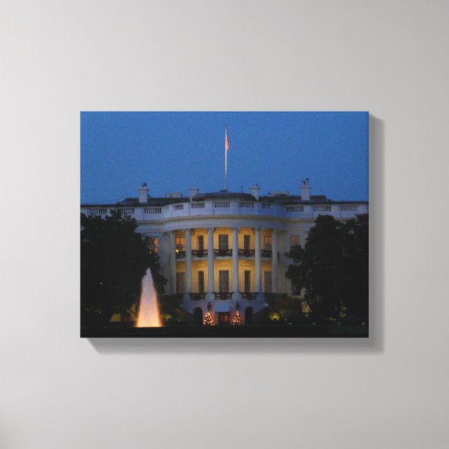Christmas White House at Night in Washington DC Canvas Print (Front)