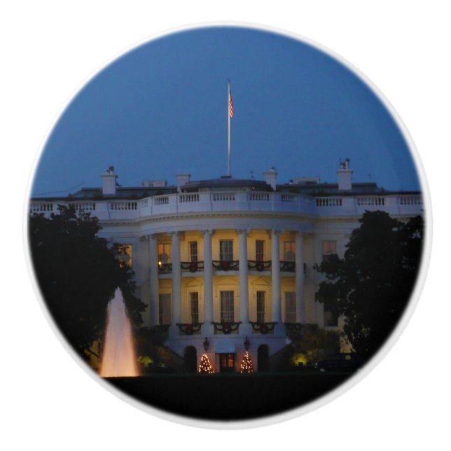 Christmas White House at Night in Washington DC Ceramic Knob (Front)