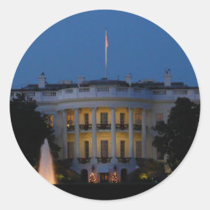 Christmas White House at Night in Washington DC Classic Round Sticker