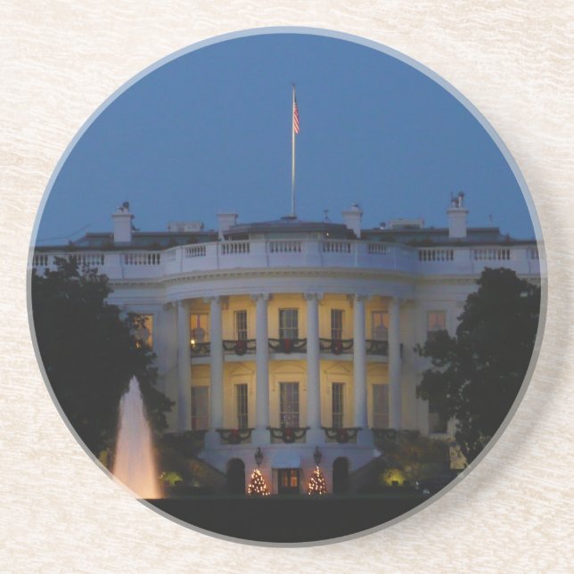 Christmas White House at Night in Washington DC Coaster (Front)