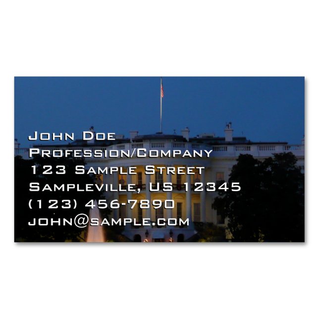 Christmas White House at Night in Washington DC Magnetic Business Card (Front)