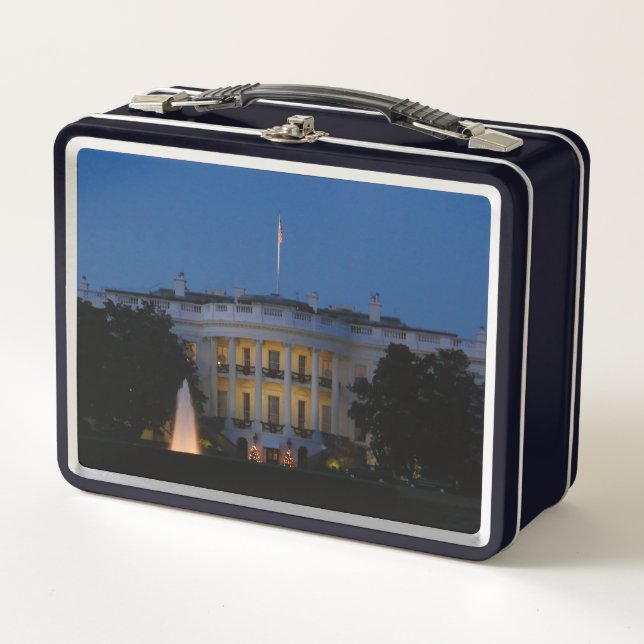 Christmas White House at Night in Washington DC Metal Lunch Box (Front)