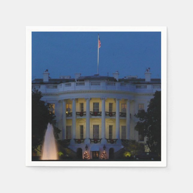 Christmas White House at Night in Washington DC Napkin (Front)