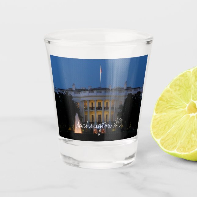 Christmas White House at Night in Washington DC Shot Glass (Front)