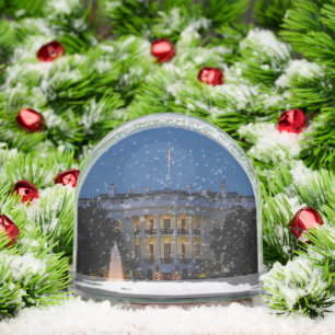 Christmas White House at Night in Washington DC Snowglobe