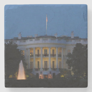 Christmas White House at Night in Washington DC Stone Coaster