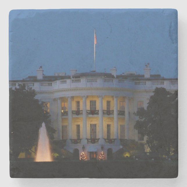 Christmas White House at Night in Washington DC Stone Coaster (Front)