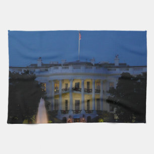 Christmas White House at Night in Washington DC Tea Towel