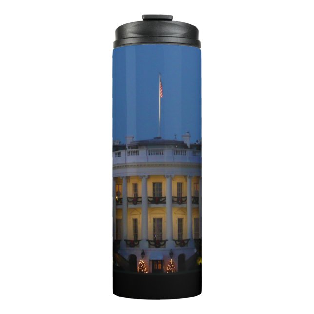 Christmas White House at Night in Washington DC Thermal Tumbler (Front)