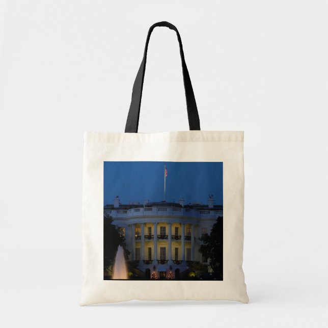 Christmas White House at Night in Washington DC Tote Bag (Front)