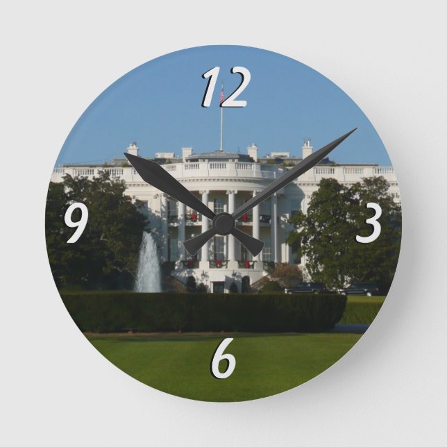 Christmas White House for Holidays Washington DC Round Clock (Front)