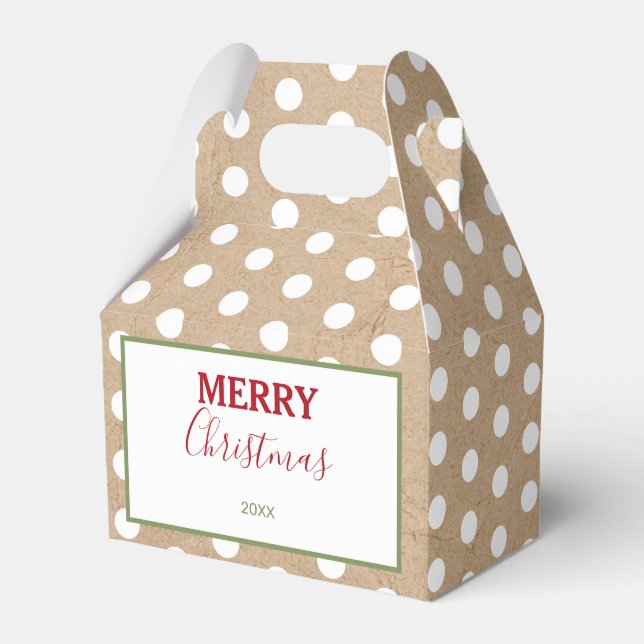 Christmas White Kraft Polka Dots Favour Box (Front Side)