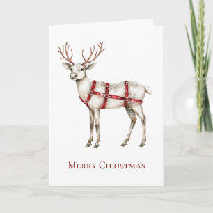 Christmas White Peppermint Deer Card