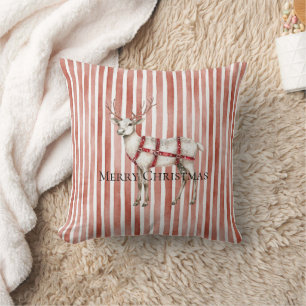 Christmas White Peppermint Deer Cushion