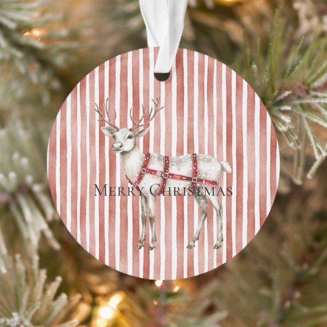 Christmas White Peppermint Deer Ornament (Tree)