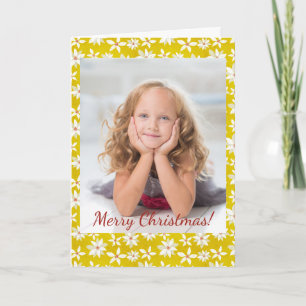 Christmas White Poinsettias Golden Yellow Photo Note Card