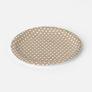 Christmas White Polka Dots Kraft Paper Plate