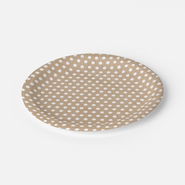 Christmas White Polka Dots Kraft Paper Plate (Angled)