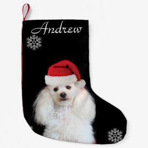 Christmas White Poodle dog personalised stocking