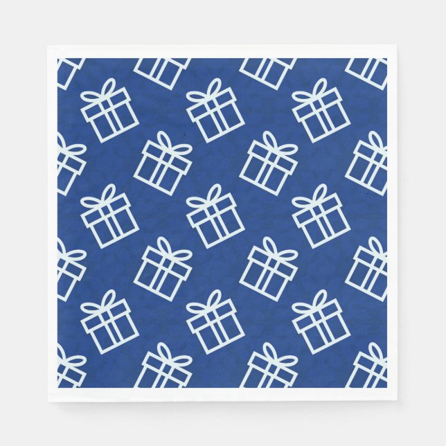 Christmas White Presents with Blue Background    Napkin (Front)
