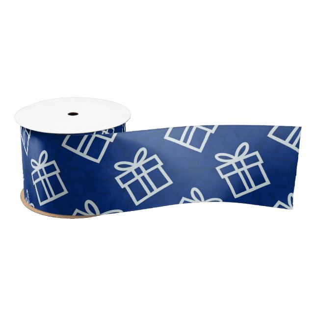 Christmas White Presents with Blue Background   Satin Ribbon (Spool)