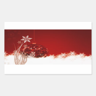 Christmas white red decoration rectangular sticker