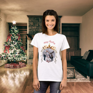 Christmas white red gold family photo T-Shirt