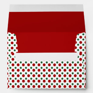 Christmas White Red Green Polka Dots Pattern Envelope