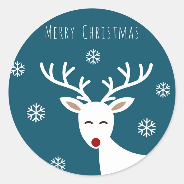 Christmas white reindeer Sticker (Front)