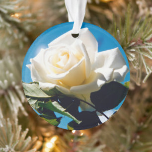 Christmas White rose - Celebrating Life Ornament