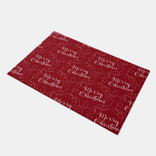 CHRISTMAS white seamless pattern with LINES Doormat