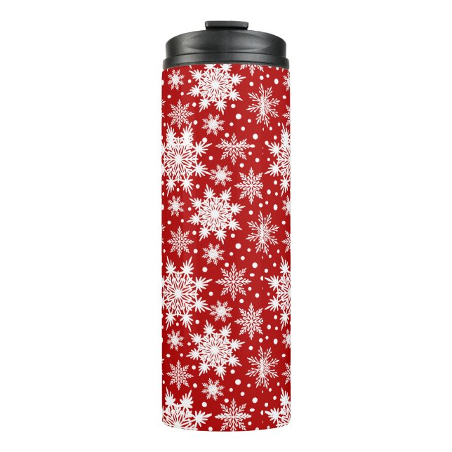 Christmas White Snowflake Pattern  Thermal Tumbler (Front)